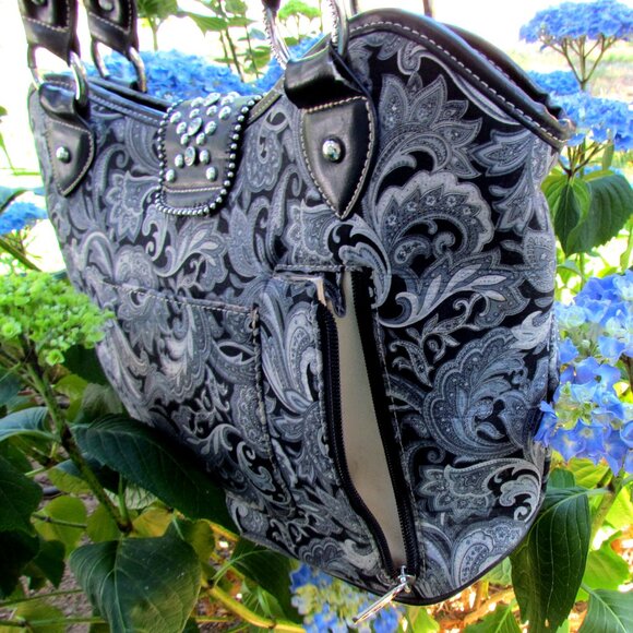 WESTERN BAG, BLING BUCKLE, SPARKLY RODEO RANCH COWGIRL HANDBAG, MOUNTAIN WEST - Picture 10 of 14